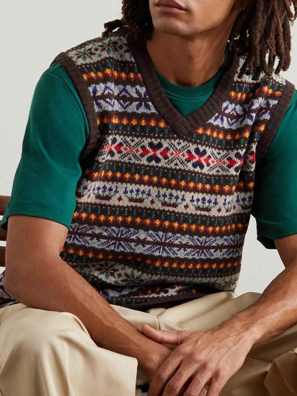 J. Crew Men’s Lambswool Fair Isle Sweater Vest Small Winter Layer Preppy Classic